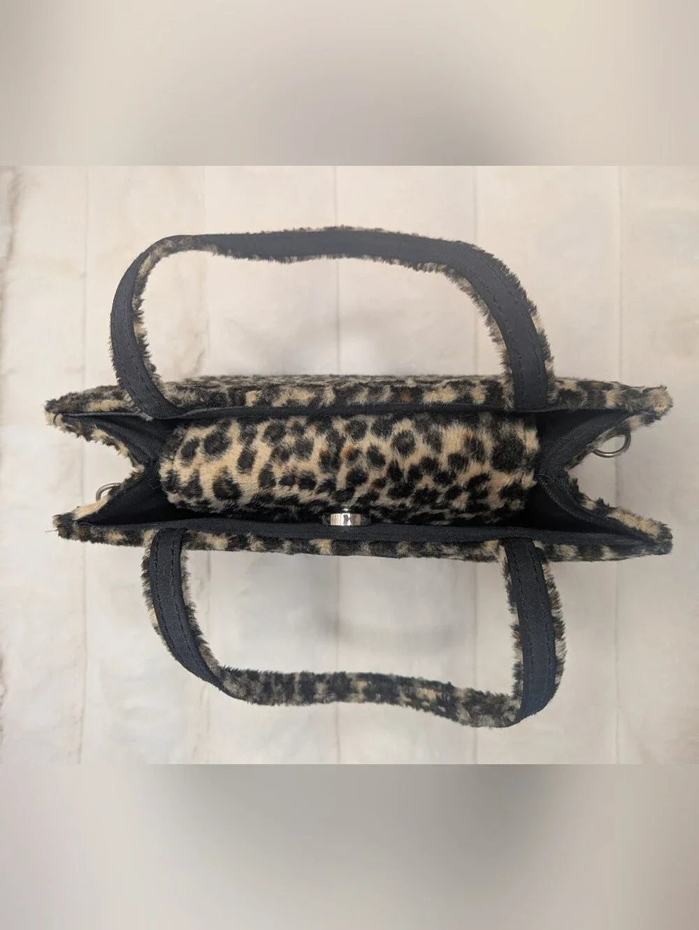 Kate Spade Vtg Faux Fur Leopard Print Sam Mini Tote Bag